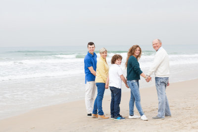 family on beach